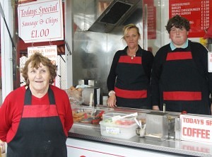 Mary Cole, Mary Louise Smith daughter, Myles Smith grandson of Mary’s Diner Blackbushe Market