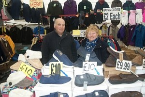 Ian Julie Holgate of ‘Holgate Country Wear’ Skipton Market