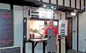 Matthew outside the Courtyard Cafe, which was recently voted number One by the Grimsby Telegraph of in the top ten bargain places to eat in Grimsby