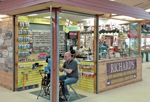 Richard at work on his sewing machine