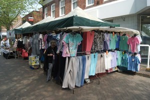 Bill Dobb’s clothing stall Swadlincote Market
